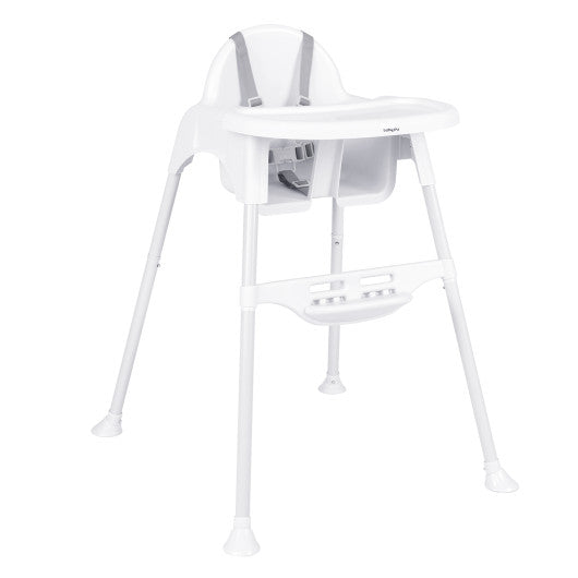 4 in 1 Convertible Kids Dining High Chair with Adjustable Removable Tray and Footrest-White