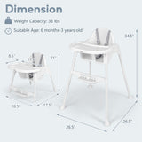 4 in 1 Convertible Kids Dining High Chair with Adjustable Removable Tray and Footrest-White