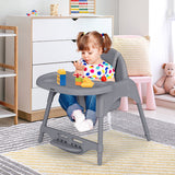 4 in 1 Convertible Kids Dining High Chair with Adjustable Removable Tray and Footrest-Gray
