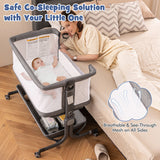 Baby Bassinet Bedside Sleeper with 6-Level Adjustable Height-Gray