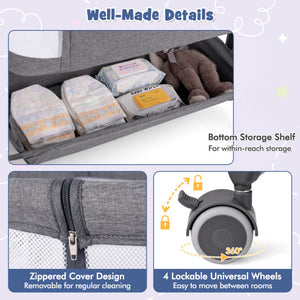 Baby Bassinet Bedside Sleeper with 6-Level Adjustable Height-Gray