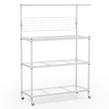 4-Tier Bakers Rack on Wheels with Adjustable Shelves-Silver