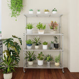 4-Tier Bakers Rack on Wheels with Adjustable Shelves-Silver