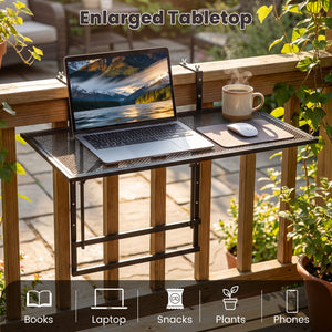 31.5 Inch Large Metal Folding Bar Table with 5-Position Adjustable Height