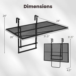 31.5 Inch Large Metal Folding Bar Table with 5-Position Adjustable Height