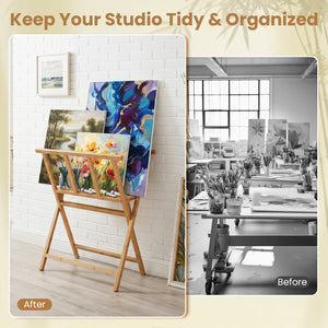 Bamboo Art Print Rack for Canvas Storage and Display-Natrual