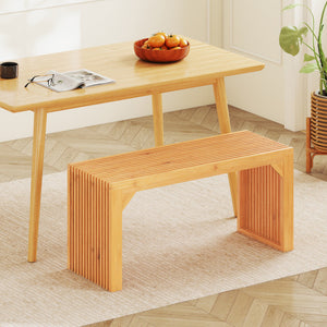 Bamboo Dining Bench Long Entryway Bench  Indoor Outdoor Solid Wood Bench-Natural