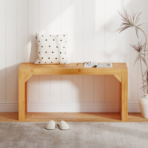 Bamboo Dining Bench Long Entryway Bench  Indoor Outdoor Solid Wood Bench-Natural