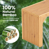 Bamboo Dining Bench Long Entryway Bench  Indoor Outdoor Solid Wood Bench-Natural