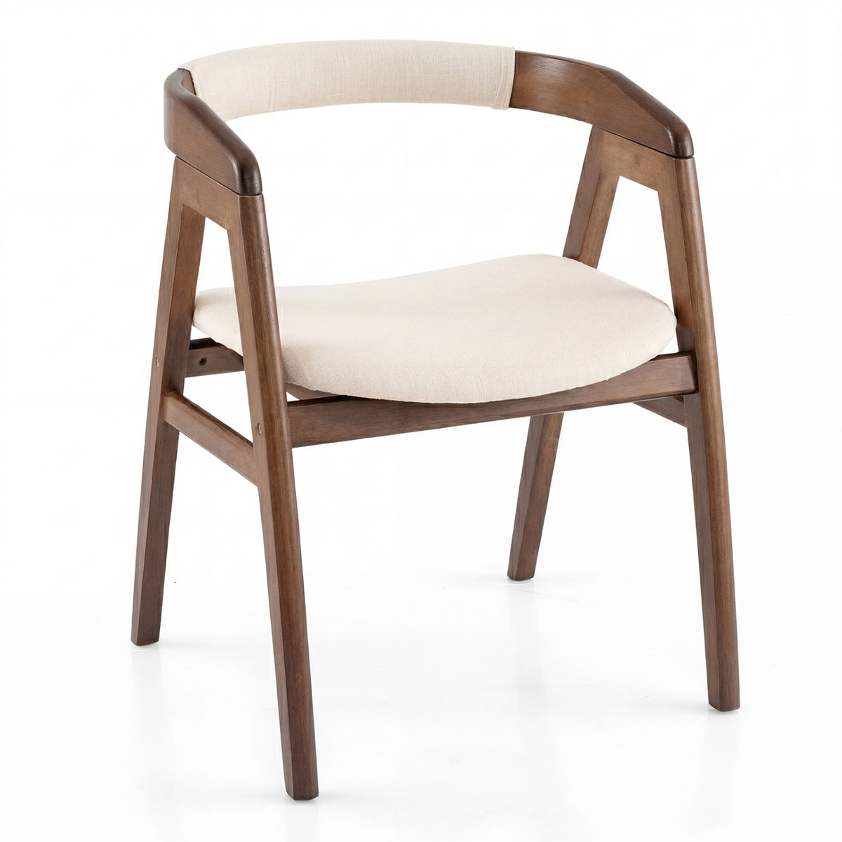 Bamboo Upholstered Dining Chair with Curved Back-Walnut