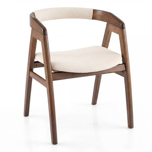 Bamboo Upholstered Dining Chair with Curved Back-Walnut