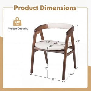 Bamboo Upholstered Dining Chair with Curved Back-Walnut