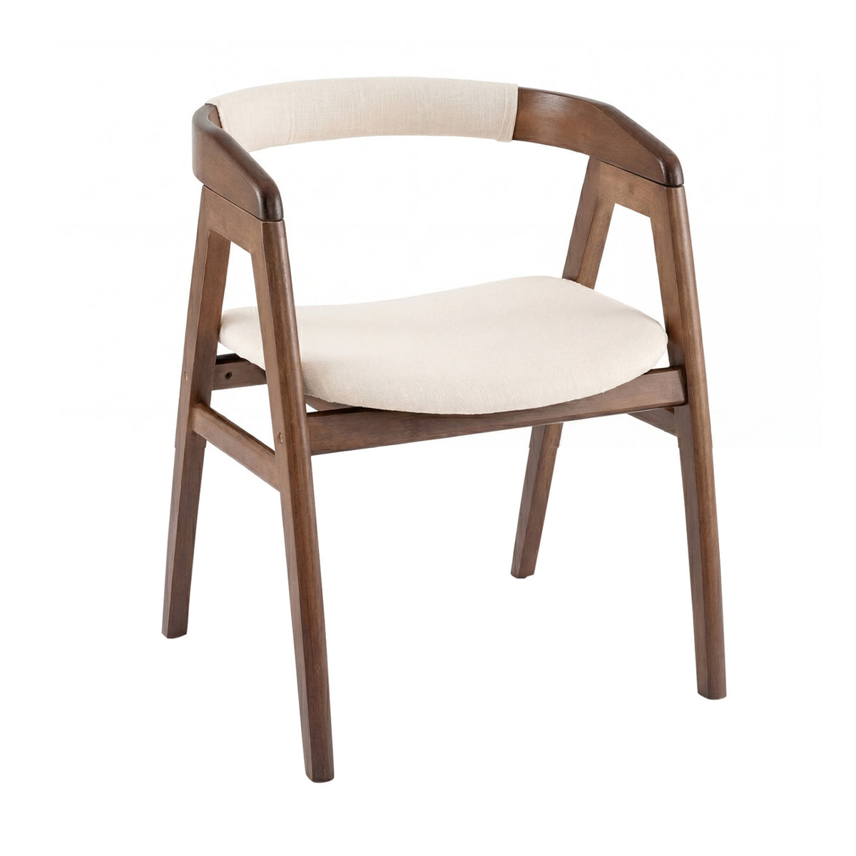 Bamboo Upholstered Dining Chair with Curved Back-Walnut