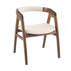 Bamboo Upholstered Dining Chair with Curved Back-Walnut