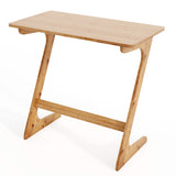 Bamboo Z-Shaped Spacious Sofa Side Table with Space-Saving Tabletop-Natural