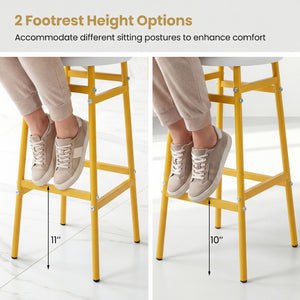 Bar Stools Set of 2 with Sturdy Metal Frame and Footrest-White