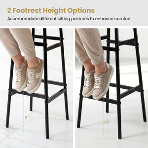 Bar Stools Set of 2 with Sturdy Metal Frame and Footrest-Gray