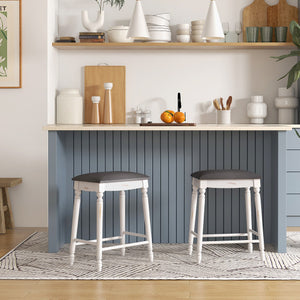 24"/ 29" Bar Stool Set of 2 with Padded Seat Cushions and Wood Legs-24 inches