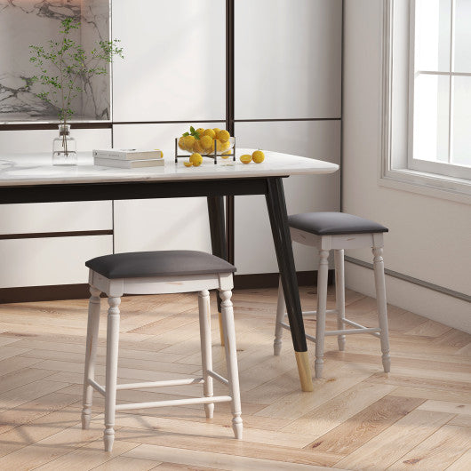 24"/ 29" Bar Stool Set of 2 with Padded Seat Cushions and Wood Legs-24 inches