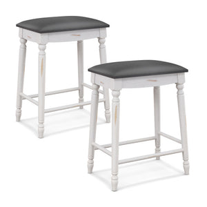 24"/ 29" Bar Stool Set of 2 with Padded Seat Cushions and Wood Legs-24 inches