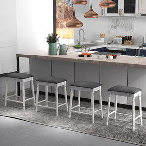 24"/ 29" Bar Stool Set of 2 with Padded Seat Cushions and Wood Legs-24 inches