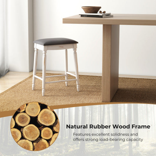 24"/ 29" Bar Stool Set of 2 with Padded Seat Cushions and Wood Legs-24 inches