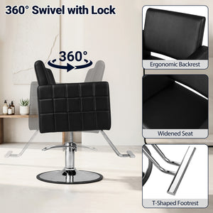 Barber Salon Chair Beauty Styling Chair with Hydraulic Pump and Adjustable Height 360Â°Swivel Spa Chair-Black