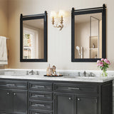 Rustic Wood Frame Barn Door Style Farmhouse Wall Mirror-Black