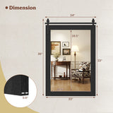 Rustic Wood Frame Barn Door Style Farmhouse Wall Mirror-Black
