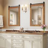 Rustic Wood Frame Barn Door Style Farmhouse Wall Mirror-Brown