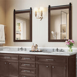 Rustic Wood Frame Barn Door Style Farmhouse Wall Mirror-Walnut