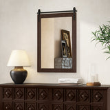 Rustic Wood Frame Barn Door Style Farmhouse Wall Mirror-White