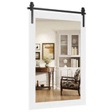 Rustic Wood Frame Barn Door Style Farmhouse Wall Mirror-White