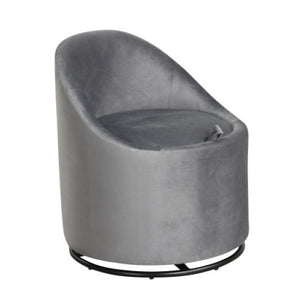 Barrel Chair with Storage 360° Swivel Upholstered Vanity Chair-Gray