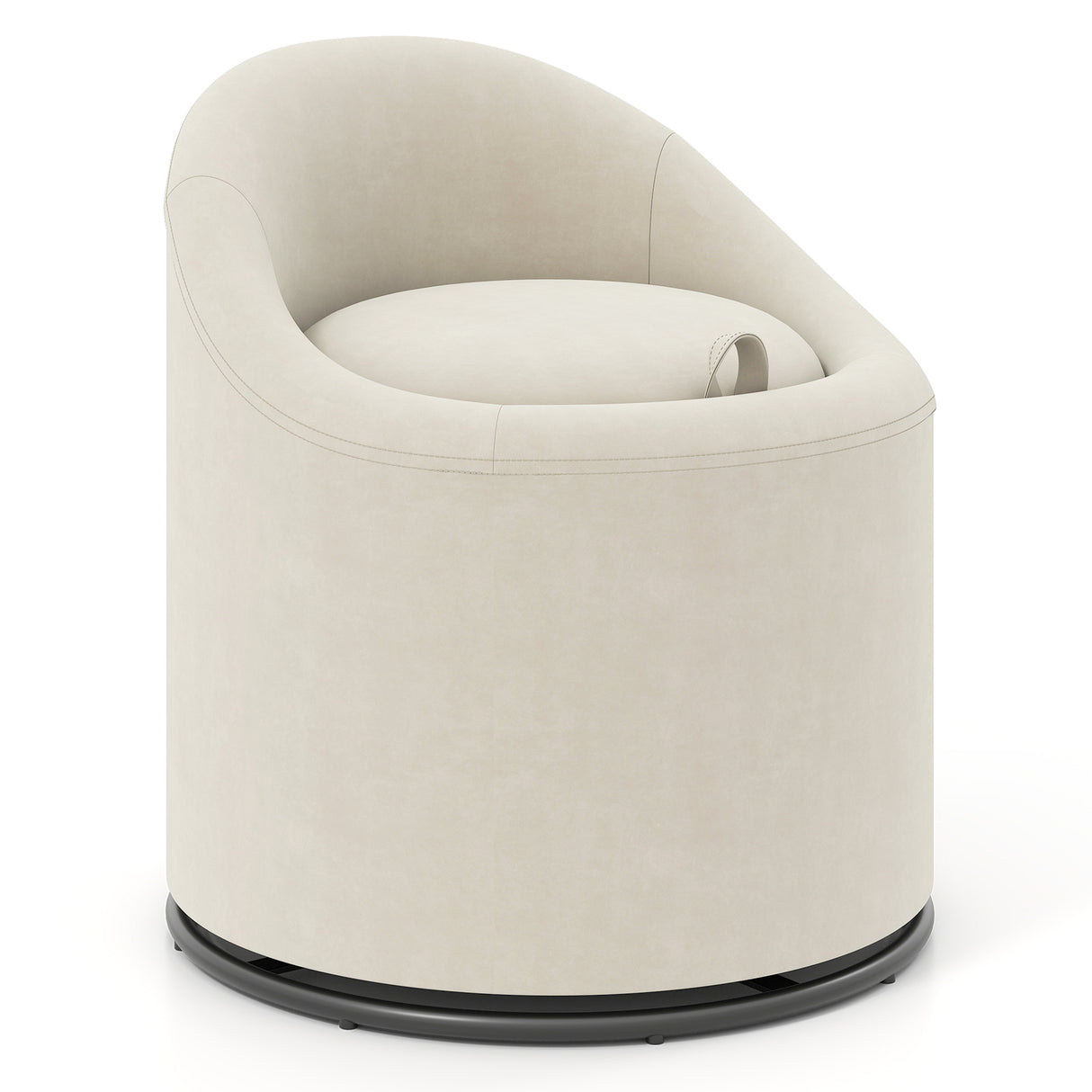 Barrel Chair with Storage 360 ° Swivel Upholstered Vanity Chair-Beige