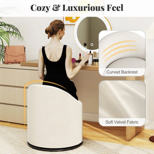 Barrel Chair with Storage 360 ° Swivel Upholstered Vanity Chair-Beige