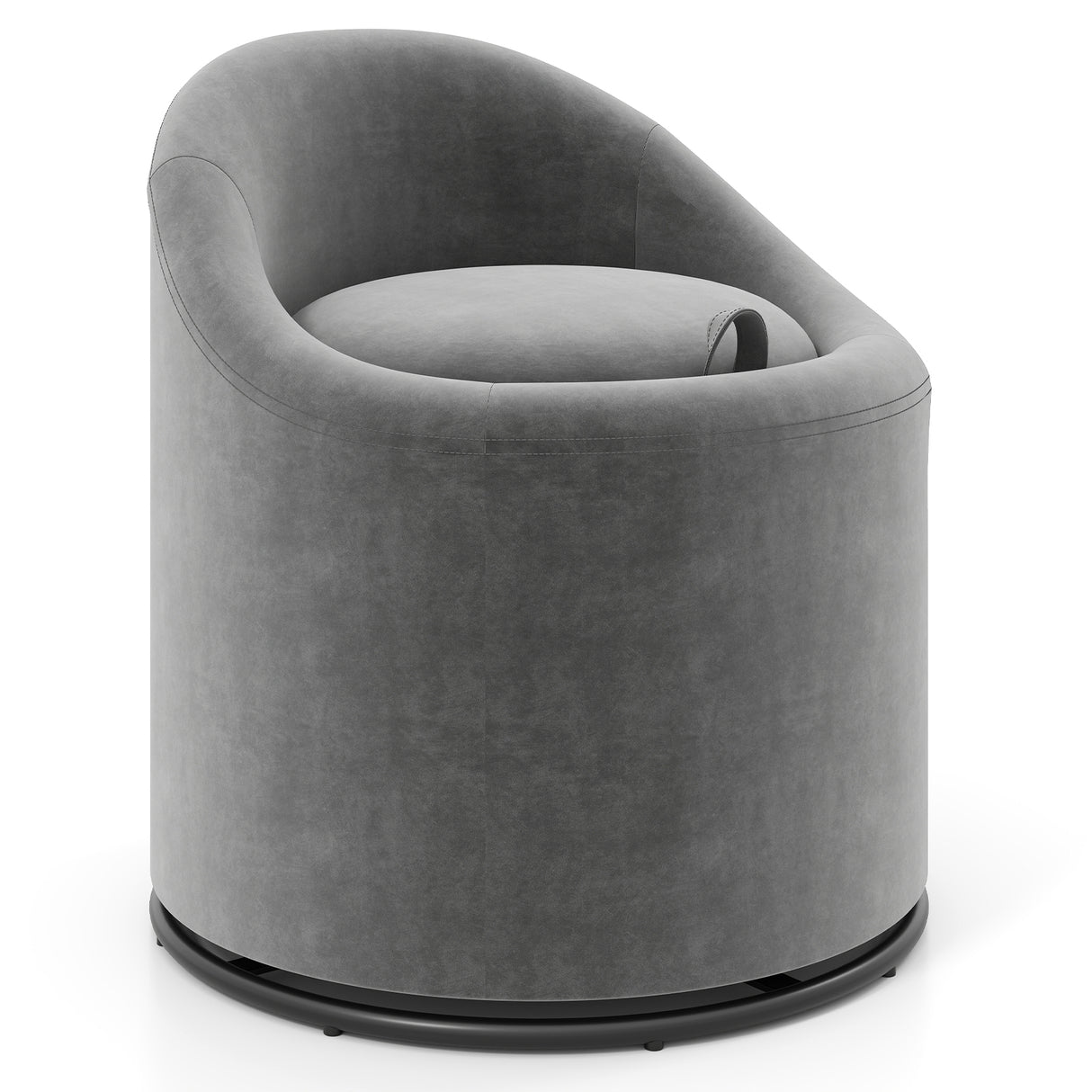 Barrel Chair with Storage 360 ° Swivel Upholstered Vanity Chair-Gray