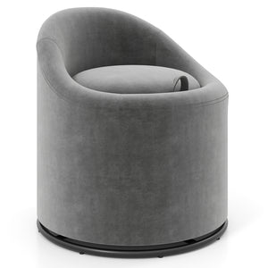 Barrel Chair with Storage 360 ° Swivel Upholstered Vanity Chair-Gray
