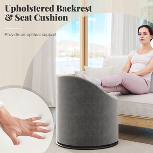 Barrel Chair with Storage 360 ° Swivel Upholstered Vanity Chair-Gray