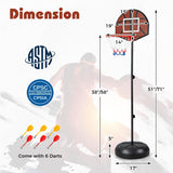 2-in-1 Height Adjustable Kids Basketball Hoop with Dart Board