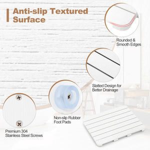 Waterproof HIPS Bath Spa Shower Mat with Non Slip Foot Pads-White