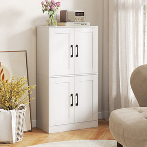 Bathroom Cabinet 43.5 inch Storage Cabinet with Doors and Adjustable Shelves-White