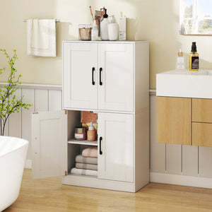 Bathroom Cabinet 43.5 inch Storage Cabinet with Doors and Adjustable Shelves-White