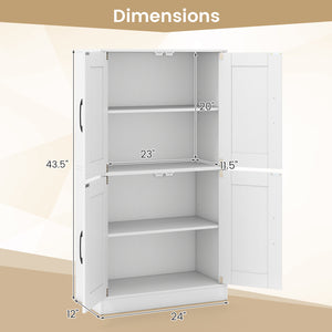 Bathroom Cabinet 43.5 inch Storage Cabinet with Doors and Adjustable Shelves-White
