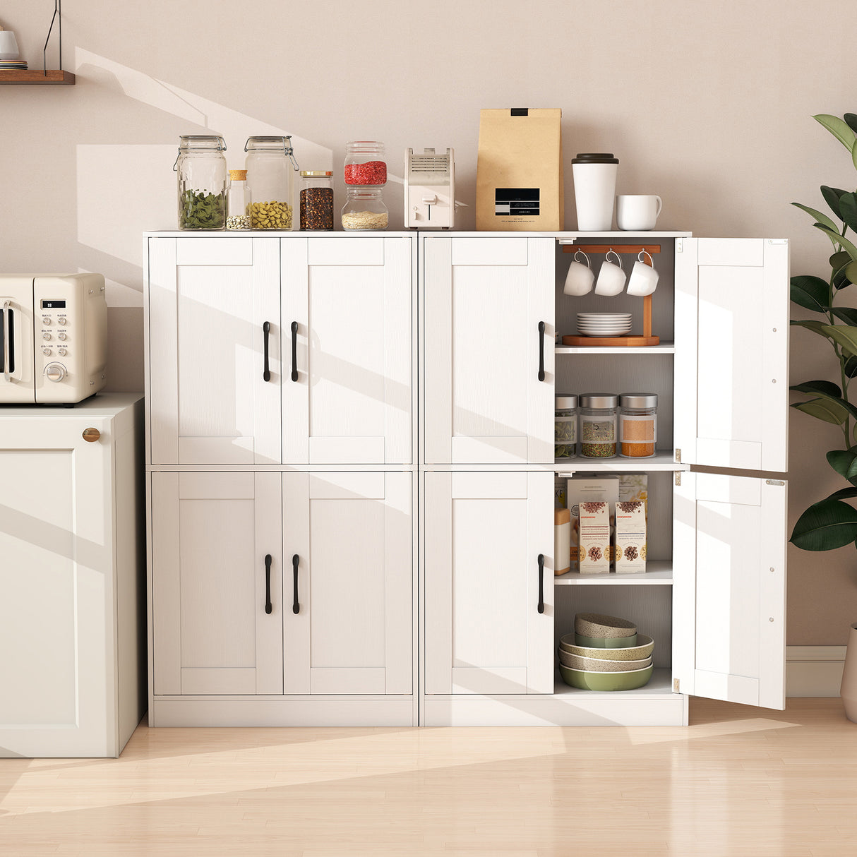 Bathroom Cabinet 43.5 inch Storage Cabinet with Doors and Adjustable Shelves-White