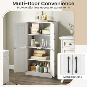 Bathroom Cabinet 43.5 inch Storage Cabinet with Doors and Adjustable Shelves-White