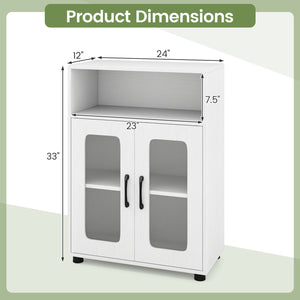 Bathroom Cabinet Freestanding Cabinet with 2 Doors and 3-Level Adjustable Shelf-White