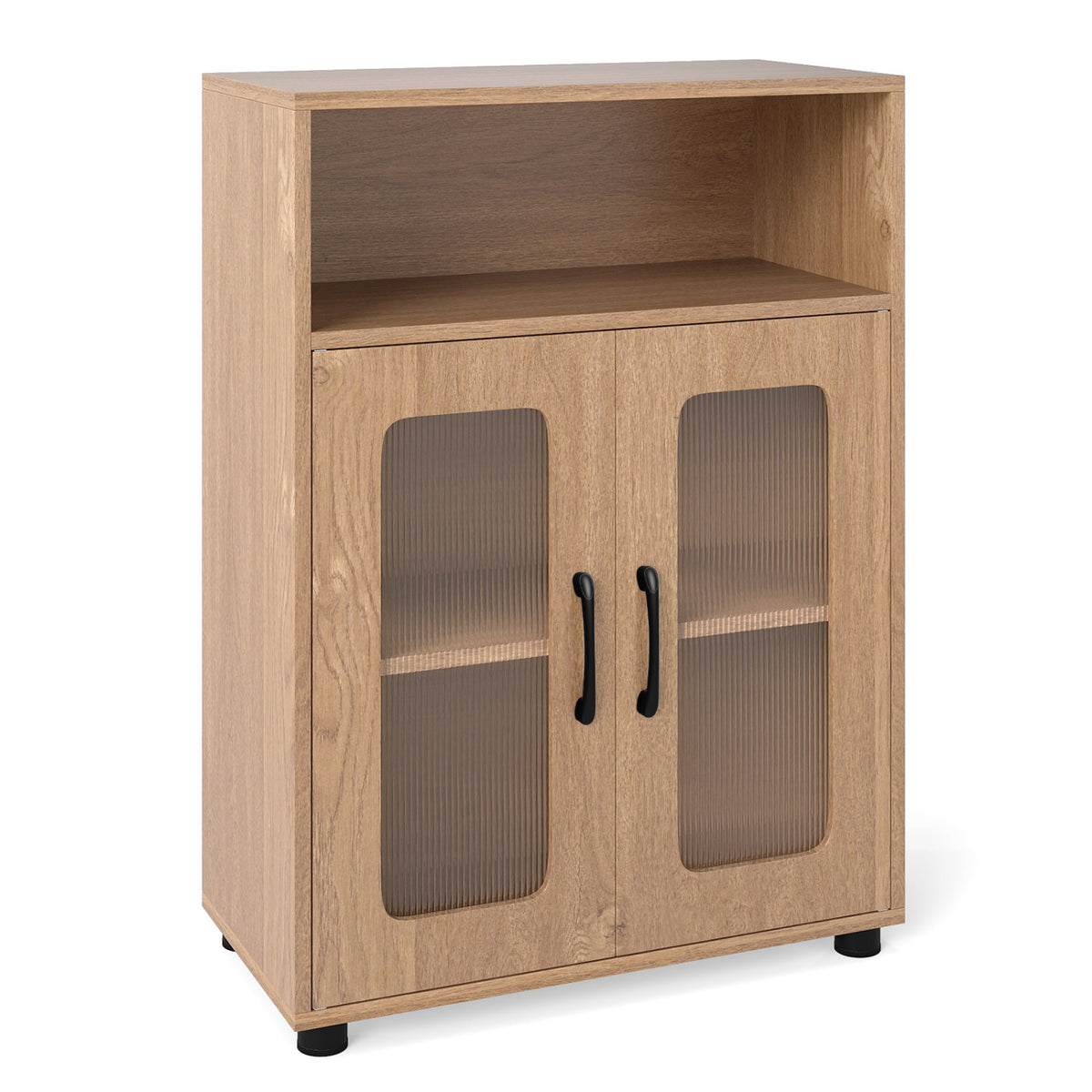 Bathroom Cabinet Freestanding Cabinet with 2 Doors and 3-Level Adjustable Shelf-Natural