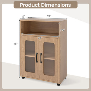 Bathroom Cabinet Freestanding Cabinet with 2 Doors and 3-Level Adjustable Shelf-Natural