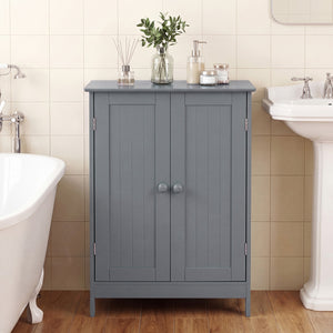 Bathroom Floor Storage Double Door Cupboard Cabinet-White